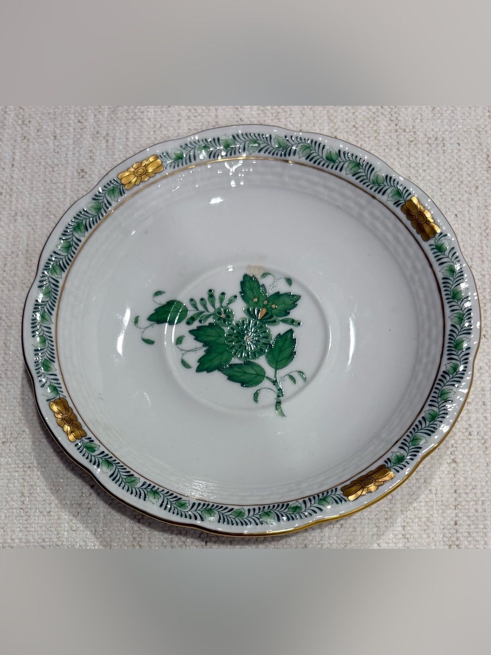Herend Chinese Bouquet 6” Green Tea Saucer Oriental Inspired Hand Painted - Picture 3 of 4